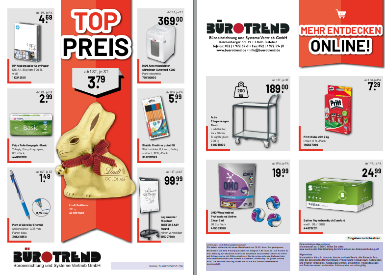Aktionsangebot Maerz 2026 - Bürotrend Büromöbel, Büroeinrichtung, Bürotechnik Bielefeld OWL